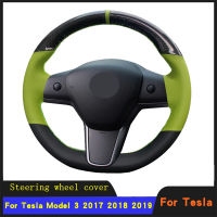 DIY Car Accessories Steering Wheel Cover Braid Wearable Genuine Leather For Tesla Model 3 2017 2018 2019