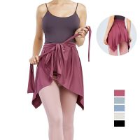 Irregular Yoga Shawl Women Knot Sports Hip Cover Skirt Running Ballet Dancing Tennis Fitness Anti-Embarrassing Half-Length Apron