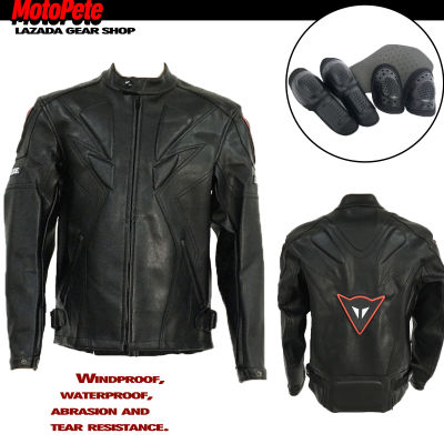 DAINESE แจ็กเก็ตขี่มอเตอร์ไซค์สำหรับผู้ขับขี่รถจักรยานยนต์กันน้ำหนังนำเข้าเกรดสูงวัสดุ PU ของผู้ขับขี่รถจักรยานยนต์ชุดแข่งรถต่อต้านชุดสูทฤดูใบไม้ร่วง01010303