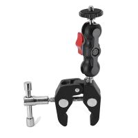 ♘ HOT-Universal Magic Arm Multi Functional Ballhead Clamp Double Ball Adapter Shoe Mount Adapter For LED Light Video Camera