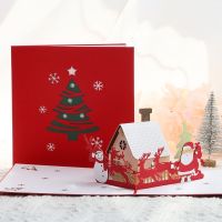 3D Pop Up Christmas Greeting Card with Envelope Set Birthday Blessing for Wedding Baby Shower Invitation Cards