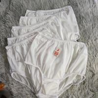 กางเกงในผู้หญิงเต็มตัว แพ็ค ุ6 ตัว สีขาวไซส์ L White Woman Underwear Nylon Full Briefs ผ้าไนล่อนแต่งลูกไม้ สะโพก 28"-36" รอบเอว 26"-34"  มีความยืดหยุ่นสวมใส่สบาย