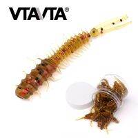 VTAVTA 50pcs Worm Silicone Bait 45mm 0.4g Rubber Swimbait Straight Tail Wobbler Soft Fishing Lures Kit With Portable Bottle