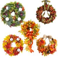 (Worry free)  Herbst Kranz Für Front Tür Herbst Kranz Dollblumen Hängen Girlande Simulation Kranz Für Home Garten Party Decortion