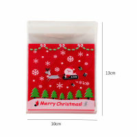 100pcs Cute Cartoon Gifts Bags Christmas Cookie Packaging Self-adhesive Plastic Bags