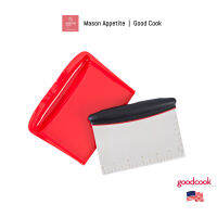 20660 GoodCook Touch 6 Inch Wide Bench Scrape with Scoop Red and Black ที่ตัดสับพร้อมที่ตักอาหาร กู๊ดคุกทัช