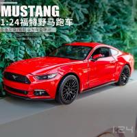 1:24 2015 Ford Mustang GT สีดำโมเดลรถสปอร์ตรถโมเดลซูเปอร์คาร์โมเดลรถโลหะผสมคอลเลกชันของขวัญของเล่นเด็กสำหรับ B164