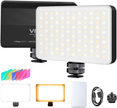 VIJIM VL120 LED on Camera Video Light,Mini Bi-Color Portable Photography Lighting w 6 Color Filters, 3100mAh Rechargeable CRI 95+ 3200K-6500K Dimmable LED Panel Light for DSLR Camera