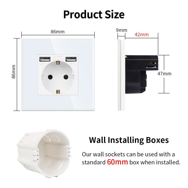 bingoelec-eu-power-socket-with-usb-for-home-dual-usb-plug-double-french-electrical-outlet-16a-crystal-glass-panel-wall-socket
