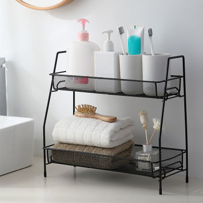 Iron Wire Kitchen Storage Rack Cosmetic Makeup Basket Metal Spice Seasoning Holder Bathroom Shelf Desktop Kitchen Dish Organizer