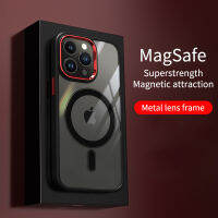 กรณีโทรศัพท์มือถือ HD ที่หรูหราสำหรับ iPhone 14 13 12 11 Pro Max Funda Magnetic Security การชาร์จแบบไร้สายกรณีไฮบริดกันกระแทก