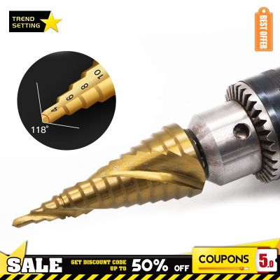 ELEGANT Realmote 3-32 HSS Hex Stepped Drill Bits For Metal Drilling Carpenter Straight Groove/Spiral Shape Hole Saw Tools