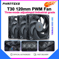 Phanteks T30 120มิลลิเมตรแรงดันลมสูงเกรดอุตสาหกรรมพัดลมระบายความร้อน Vapo แบริ่ง4pin PWM 3000รอบต่อนาที Remperature ควบคุมพัดลมเงียบ