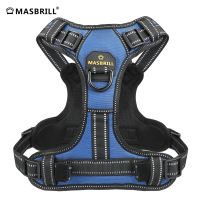 MASBRILL Dog Harness Pet Reflective Nylon No Pull Adjustable Medium Large Naughty Dog Vest Safety Vehicular Lead Walking Running