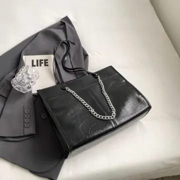 LEFTSIDE Big Silver Shoulder Bag for Women 2023 Korean Fashion Y2K