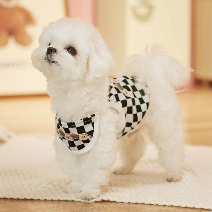 bib-pet-clothes-checkerboard-fashion-brand-vest-pet-dog-cat-summer-clothes-puppy-fadou-teddy-schnauzer-clothing