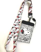 SNOOPY  สายคล้องคอ สายคล้องบัตร SNOOPY WBR  ซองใส่บัตร ที่ใส่บัตร พร้อมสายคล้องคอ ลาย HAHAHA  B W R สนูปปี้  ขาว แดง  งานดี สวยงาม สำหรับ บัตร 6x8 cm Pmy shop