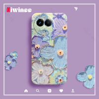 NIWINEE เคสโทรศัพท์สำหรับ Realme 11 5G/Realme 11X 5G,เคสโทรศัพท์ซิลิโคนบางเฉียบรูปดอกไม้สีม่วงอ่อนสีน้ำเงินที่เจาะน้ำมันได้ง่ายสร้างสรรค์มีสไตล์นิ่มสำหรับทุกรุ่น