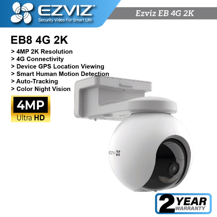 Ezviz EB8, 4G 3MP 2K, P&T, GPS Battery Powered, Two Way Talk, Color  Night Vision, Outdoor Wireless Security CCTV