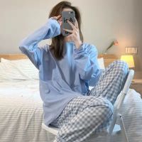 Spring Winter Fashion Womens Casual Lovely Solid Warm Soft Sleepwear Nightgow Cute Pajamas Set With Pants Flannel Pullover