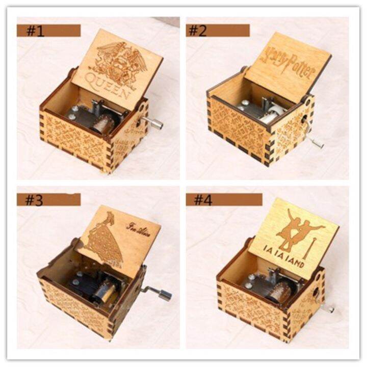 【Ready Stock】 Vintage engraved handcranked music box handmade wooden Lazada.co.th