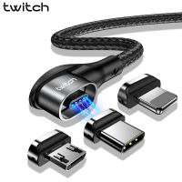 [HOT] Twitch 90องศาแม่เหล็กเคเบิลไมโคร USB ประเภท C สายชาร์จสำหรับ Iphone Samsung 3A Fast Magnet Charger ยูเอสบีสายเคเบิลข้อมูล C