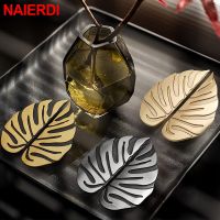 NAIERDI Luxury Black Gold Leaves Creative Cabinet Handles Drawer knobs Leaf Handle Wardrobe Door handles Furniture Handles