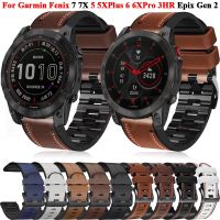 {zhiyun Watchshop}22 26มม. สายนาฬิกาหนังซิลิโคนสำหรับ Garmin Fenix 7X 7 6X 6 Pro 5X 5 Epix Gen 2 Smartwatch Easyfit สายรัดข้อมือสร้อยข้อมือ