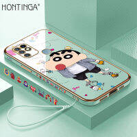 Hontinga เคสสำหรับ Infinix Hot 10,เคสโทรศัพท์แฟชั่นลายอะนิเมะเครยอนชิน-จังหรูหราชุบโครเมี่ยม TPU เนื้อนิ่มฝาครอบเต็มรูปแบบป้องกันกล้องเคสยางสำหรับเด็กผู้หญิง