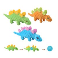 2 in 1 Pet Dog Plush Stegosaurus Squeaky Toys Cartoon Cute Tooth Cleaning Molar Toys Pet Supplies For Anxiety Relief Pet Partner