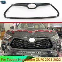 Mgs7ขายดี!!สำหรับ Toyota Highlander XU70 2021 2022กระจังศูนย์หน้าสไตล์คาร์บอนไฟเบอร์ตกแต่งแถบคิ้วหม้อน้ำฝาปิดตะแกรง