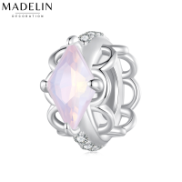 Madelin Charm S925 Platinum ชาร์มเงินแท้ชุบทองคำขาว ชาร์มมงกุฎลูกไม้สีชมพู ชาร์มสร้อยข้อมือเงินแท้ จี้สร้อยคอ