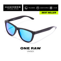 HAWKERS POLARIZED Black Clear Blue ONE RAW Sunglasses For Men And Women. UV400 Protection. Official Product Designed And Made In SpaIn HONR22BLTP