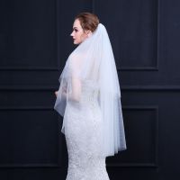 NZUK Cheap New Arrival White Ivory 2 Layers Tulle Bridal Veils Adult Wedding Accessories Short Simple Veil With Comb Hair Accessories