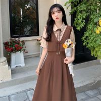 เสื้อผ้าแฟชั่นสำหรับสุภาพสตรี Fat mm stitching holiday two female Korean dress institute wind reduction of age new dresses