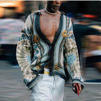 Ethnic African Dashiki Shirt for Man Long Sleeve Summer Casual Fashion Trend Deep V-Neck Printed Male Bazin Riche T-shirt