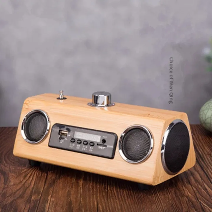 Retro bamboo wood antenna Bluetooth speaker MP3 radio smart speaker charging port USB player