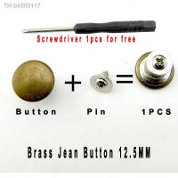 ✓☸✢ 10PCS Screw Brass Button For Clothing Pants Jeans Perfect Fits Waist Adjust No Nail Jean Button Screwdriver MJB-414