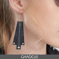 CHAOCUS GRIDY ต่างหูหนังวัวพิมพ์ลายงู ต่างหูแบบแขวน ต่างหูโมเดิร์น Rock&amp;Hard Modern Fashion Leather Earrings, Crocodile Textured