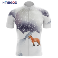 HIRBGOD Trendy White Cycling Jersey Men Sports Short Sleeve for Italy Volpe Nella Neve Pattern Bike Clothing Shirt Top,TYZ701-01