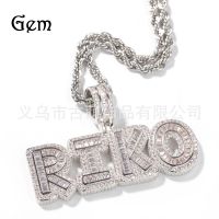 [COD] Hip-hop new personalized rock sugar alphanumeric stitching combination pendant necklace micro-inlaid zircon for men and women