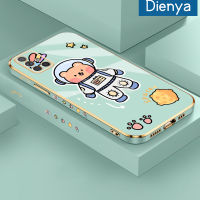 Dienya เคสปลอกสำหรับ Samsung กาแลคซี A71 4G A70ลายการ์ตูนอวกาศหมีกรอบสี่เหลี่ยมใหม่เคสพื้นผิวชุบซิลิกาเจลแบบนิ่มเคสมือถือกันกระแทกรวมทุกชิ้นเลนส์กล้องถ่ายรูปฝาครอบป้องกัน