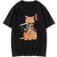 Catana Cool Men T Shirt Retro 100% Cotton Tops Cat Fun Anime Tshirt Japanese Summer T-Shirt Harajuku Tops Male Tee Shirts