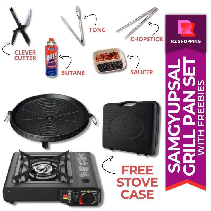 SAMGYUPSAL GRILL PAN SET, Grill Pan Samgyupsal, Butane Gas Stove, Grill