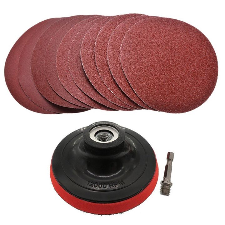 11pcs-5-inch-sanding-disc-set-125mm-hook-and-loop-sandpaper-60-240-grit-backing-pad-with-m14-drill-adapter-for-polishing-cleanin