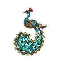 Big Rhinestone Peacock Bird Brooches Women Beauty Bird Animal Weddings Party Office Brooch Pins Gifts