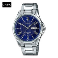 Velashop นาฬิกาข้อมือผู้ชาย Casio Standard  สายสแตนเลส รุ่น MTP-1384D-2AVDF (หน้าปัดสีน้ำเงิน), MTP-1384D-2A, MTP-1384D