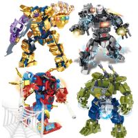 ชุด Marvel Thanos Mecha ชุด Figur Si Mini Blok Banan ฟิล์ม Klasik The Avengers แบบอิฐ Kit Hadiah Mainan-An