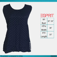 USED Esprit - Navy Blue Polka Dot Top | เสื้อแขนกุดสีกรมท่า สีขาว ลายจุด ลายกราฟิก ทรงใหญ่ ทำงาน วินเทจ แท้ มือสอง