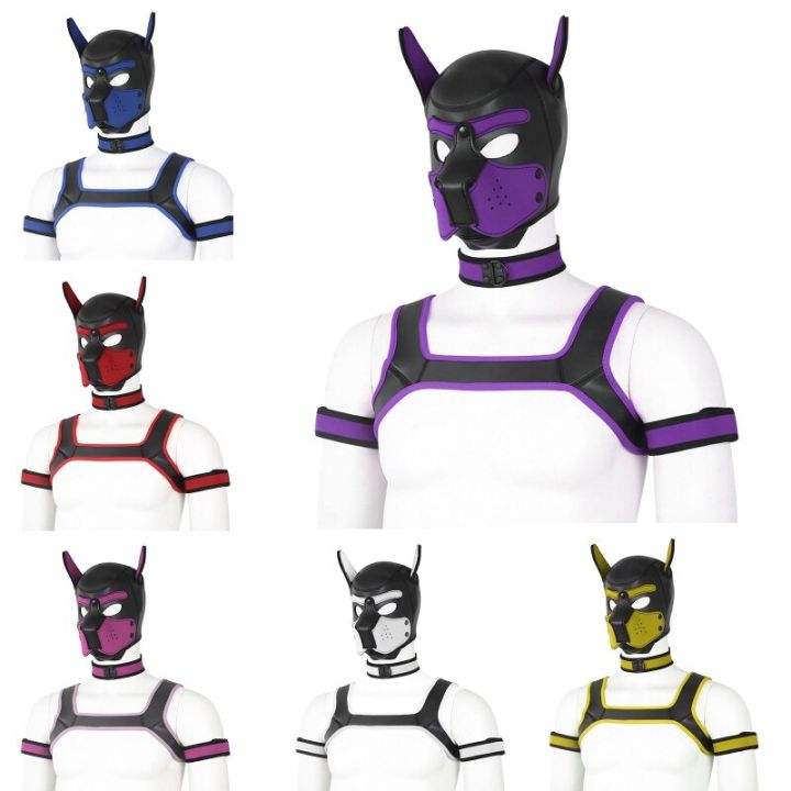 removable-puppy-hood-full-face-mask-with-collar-chest-harness-belt-sexy-sm-fetish-gay-body-dog-cosplay-costume-for-dropshipping